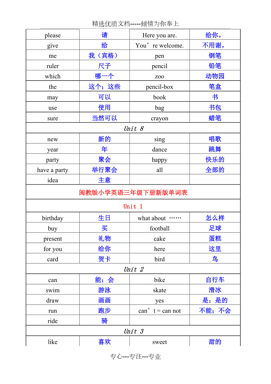 闽教版全册英语词汇表.doc_第3页