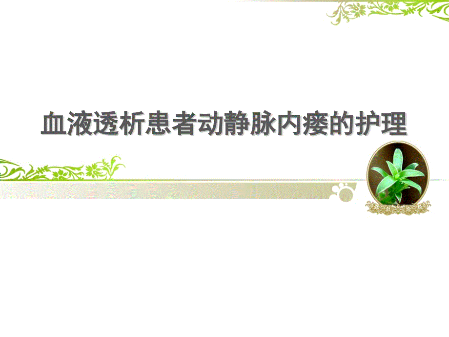 血液透析患者动静脉内瘘的护理PPt.ppt_第1页