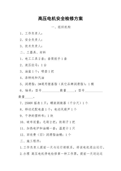 高压电机安全检修方案.docx