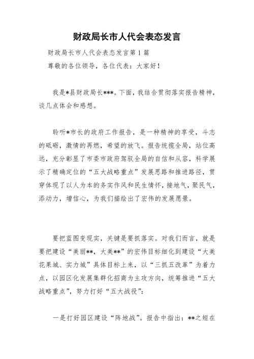 财政局长市人代会表态发言.doc