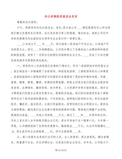 非公有制经济座谈会发言.doc