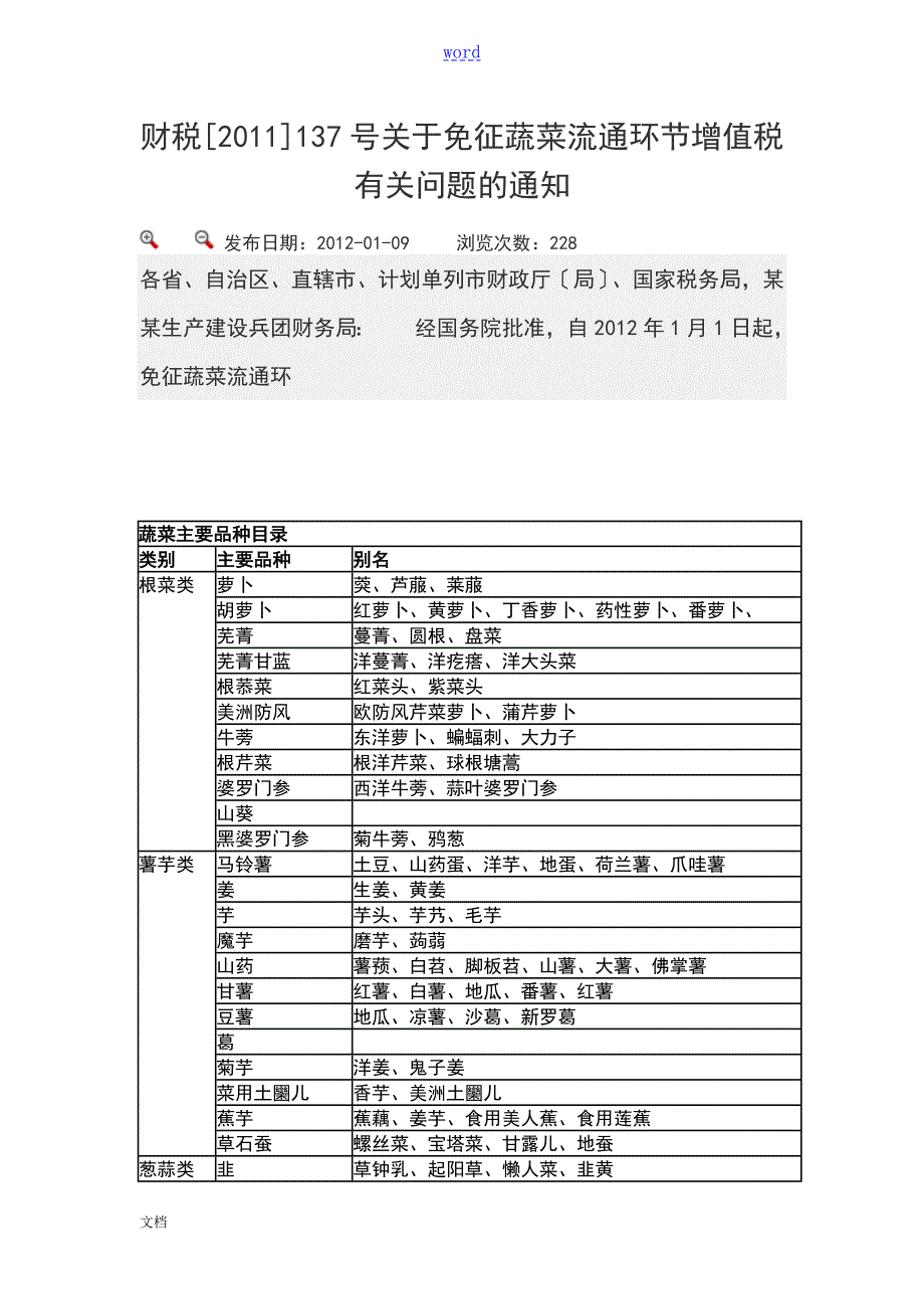 财税137号关于某免征蔬菜流通环节增值税.doc_第1页
