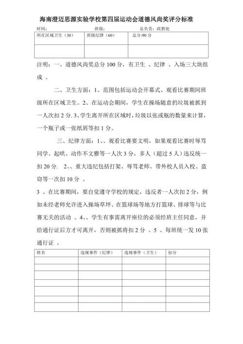 运动会道德风尚奖评比标准.doc