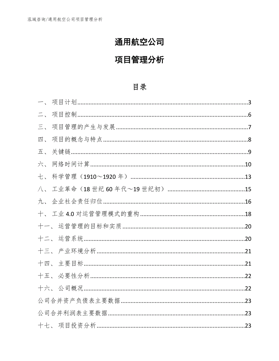 通用航空项目运营战略方案范文.docx_第1页
