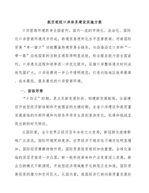 航空枢纽口岸体系建设实施方案.docx