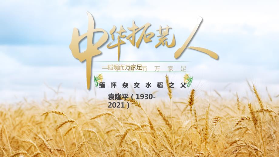 缅怀杂交水稻之父袁隆平生平介绍PPT课件带内容.pptx_第1页