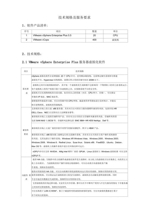 软件技术规格及服务要求.docx