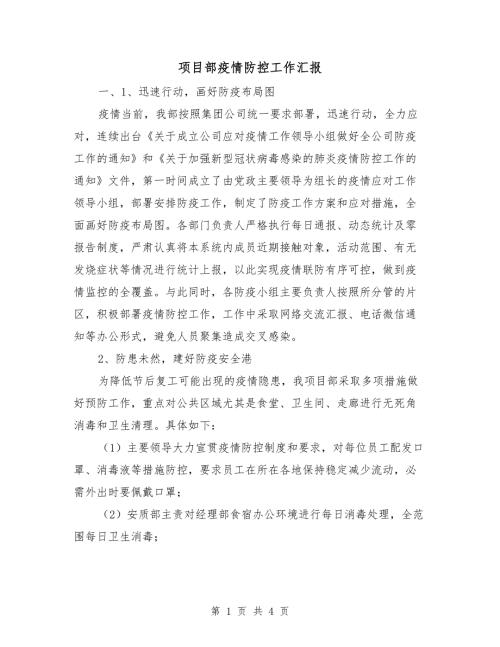 项目部疫情防控工作汇报.doc