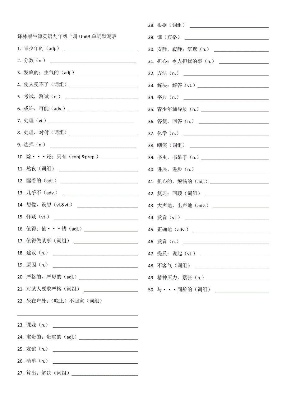 译林版九年级上册英语单词默写打印版.doc_第3页
