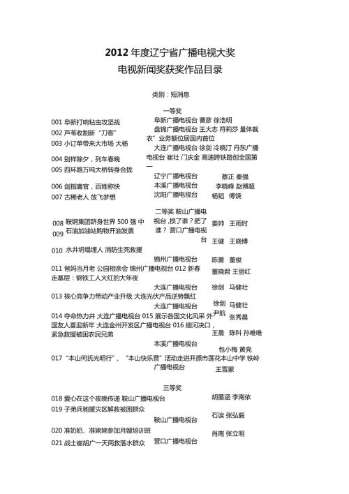 辽宁广播电视大奖.doc
