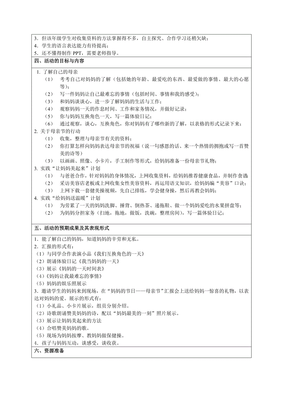综合实践活动妈妈的节日教学设计.doc_第2页