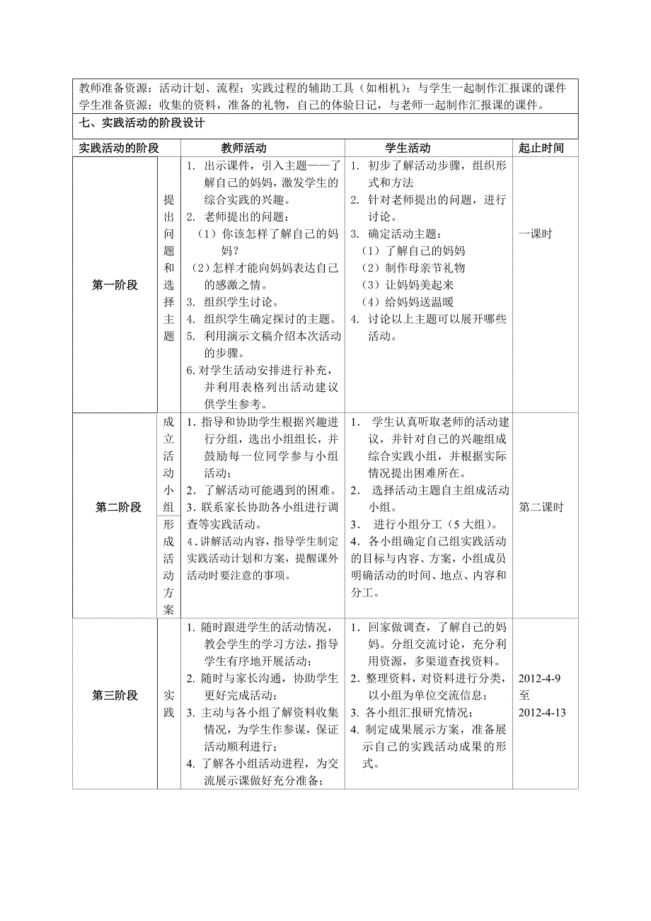 综合实践活动妈妈的节日教学设计.doc_第3页