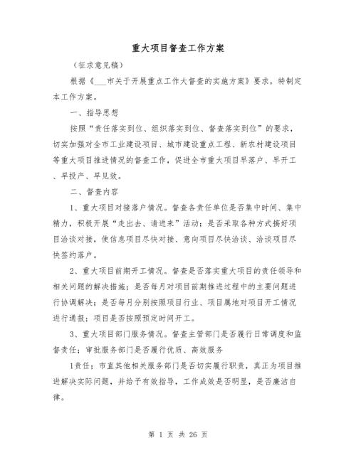 重大项目督查工作方案.doc