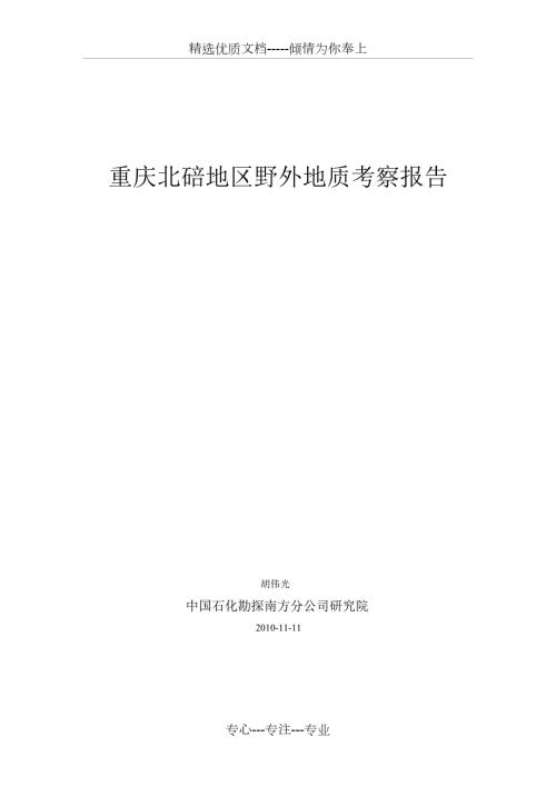 重庆北碚地区野外地质考察报告胡伟光.doc