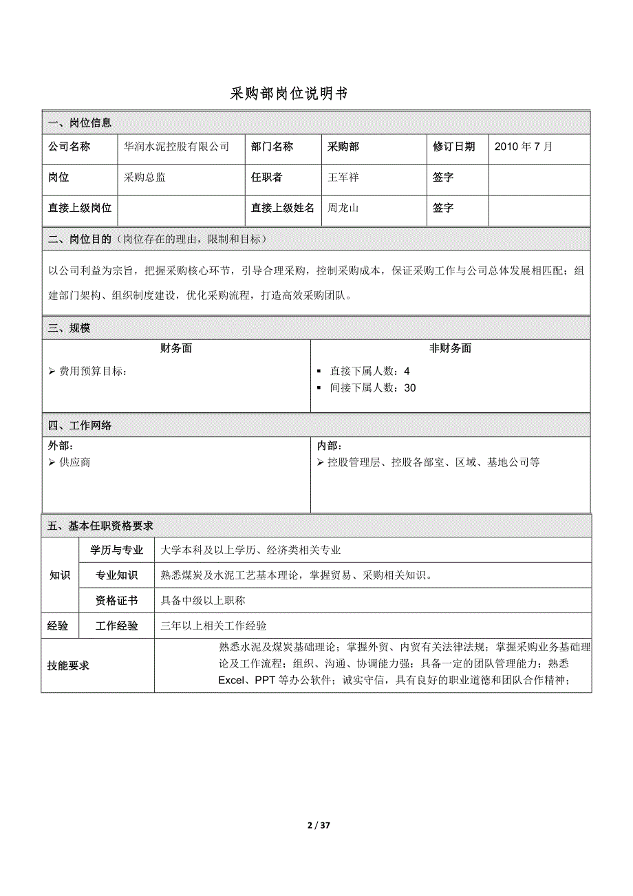 采购组织架构及岗位说明书.doc_第2页
