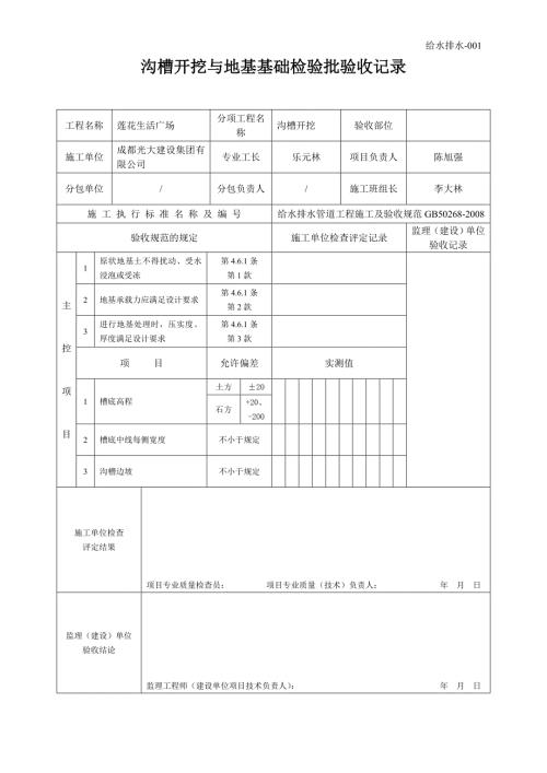 给水排水工程表格DOC41页.docx