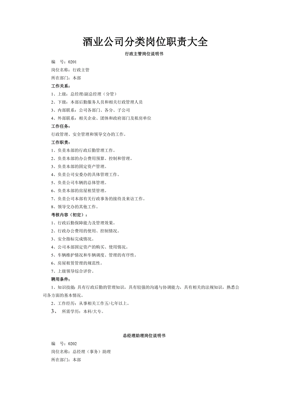 酒业公司岗位职责.docx_第1页