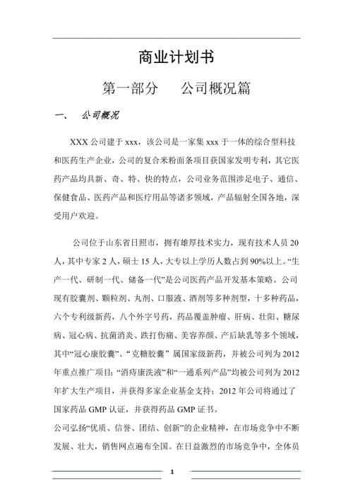 项目融资商业计划书范文.doc