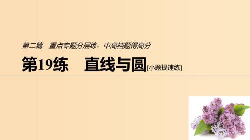 通用版高考数学二轮复习第二篇第19练直线与圆课件文.ppt