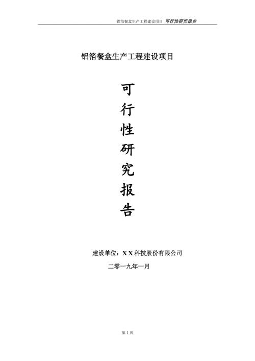 铝箔餐盒生产项目可行性研究报告建议书模板.doc