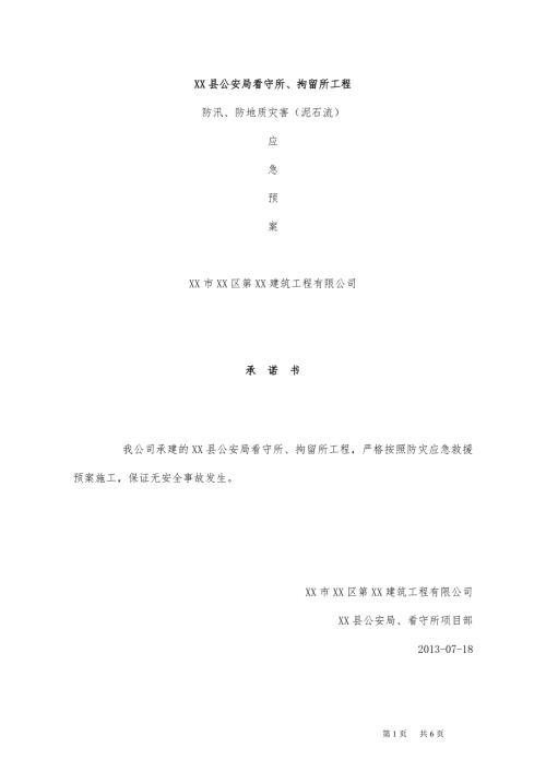 防洪度汛泥石流应急预案.doc