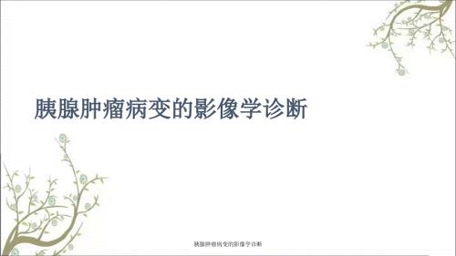 胰腺肿瘤病变的影像学诊断.ppt
