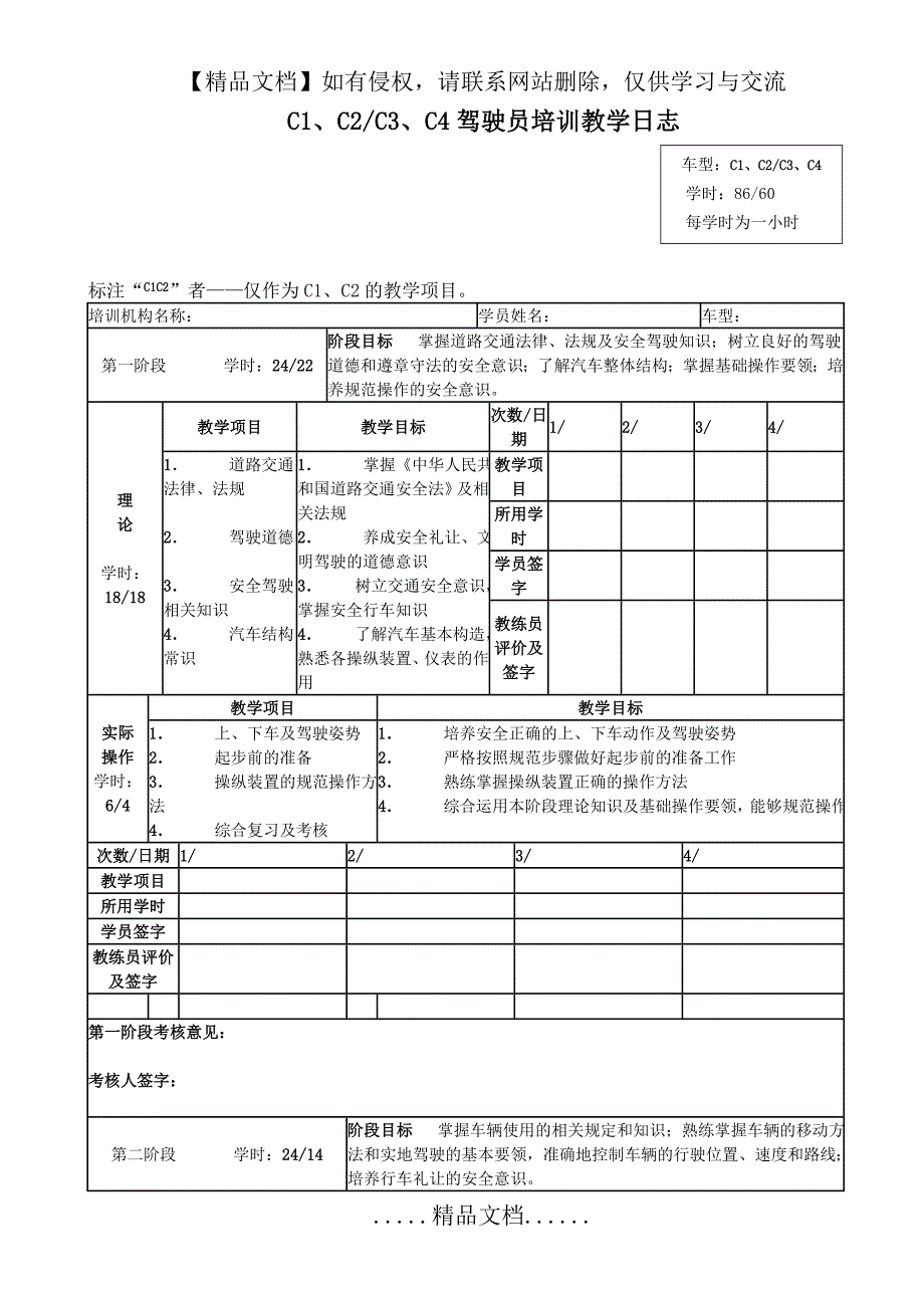 驾校培训教学日志.doc_第2页