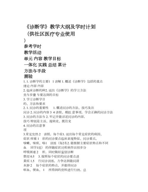 诊断学教学大纲及学时计划.doc