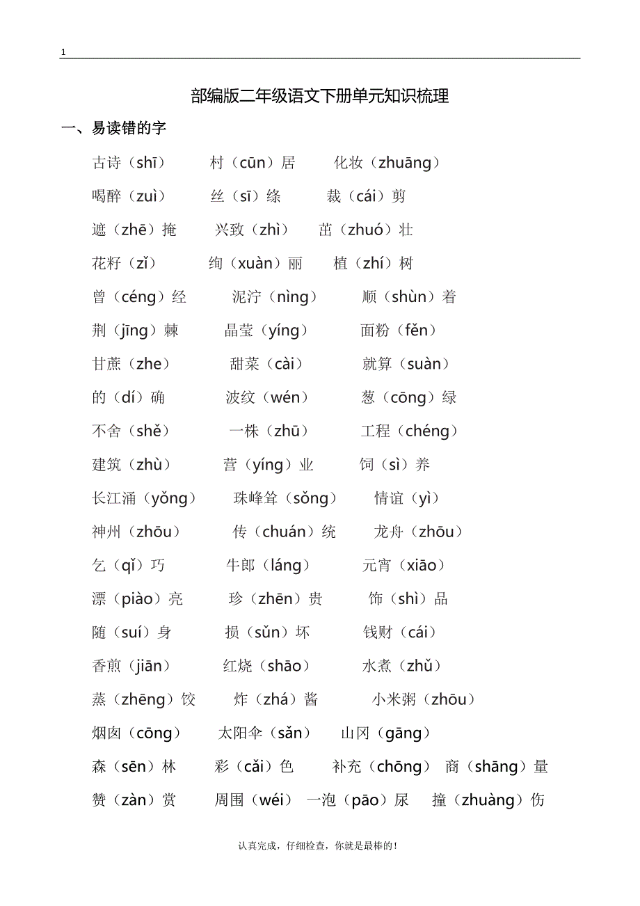 部编版二年级下册语文期末总复习知识大全.doc_第1页
