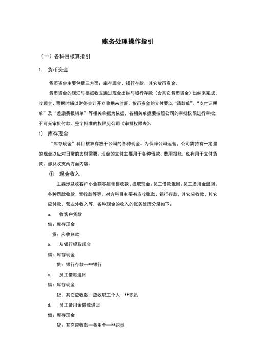 财务管理某上市公司帐务处理操作指引.doc