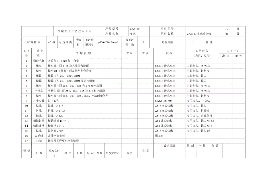 输出轴机械加工工艺过程卡及工序卡.doc_第1页