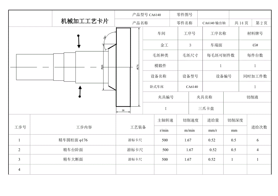 输出轴机械加工工艺过程卡及工序卡.doc_第3页