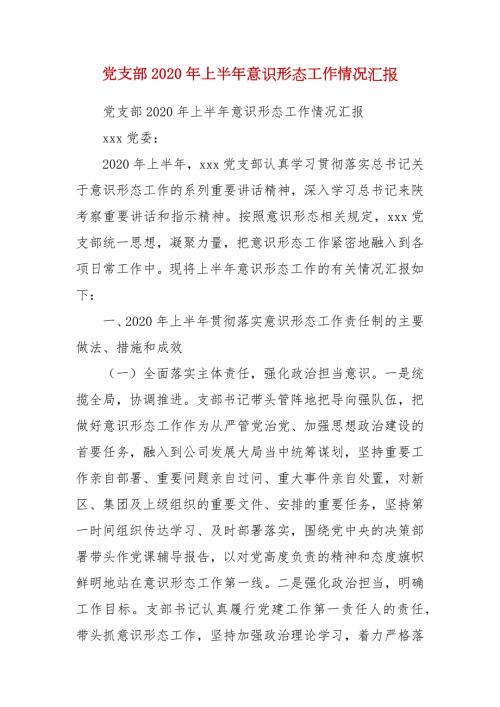 精编党支部2020年上半年意识形态工作情况汇报一.docx