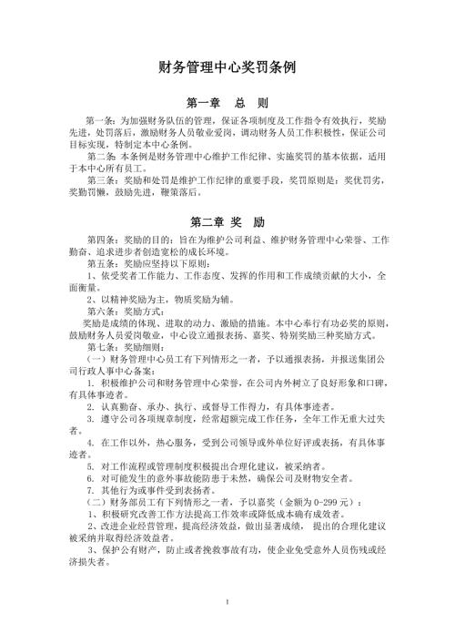 财务人员奖罚条例细则.doc