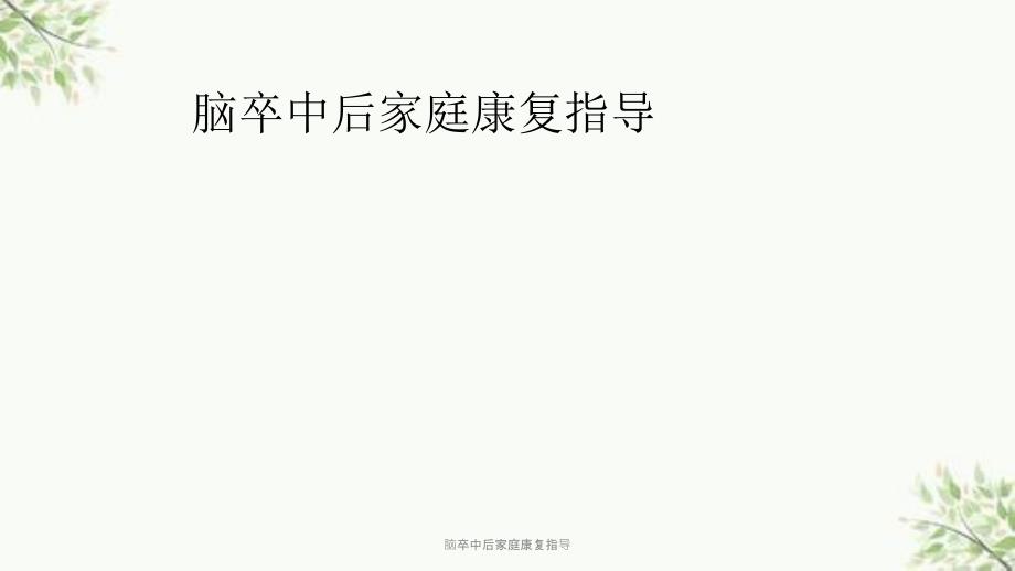 脑卒中后家庭康复指导课件.ppt_第1页