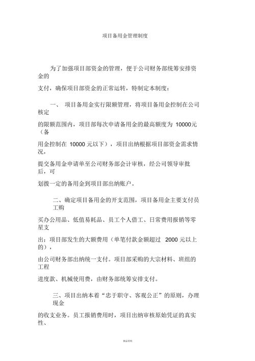 项目备用金管理制度.docx