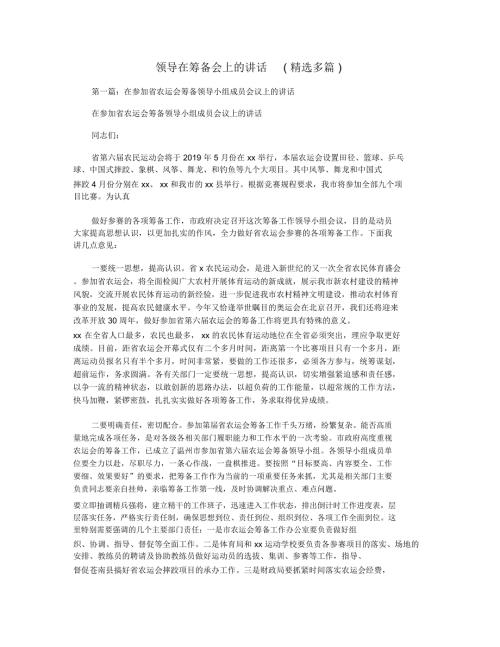 领导在筹备会上的讲话精选多篇.doc