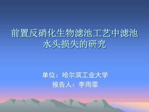 精品前置反硝化生物滤池工艺中滤池水头损失的研究31.ppt