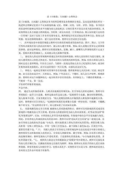 读小脑袋大问题心得体会范例.doc