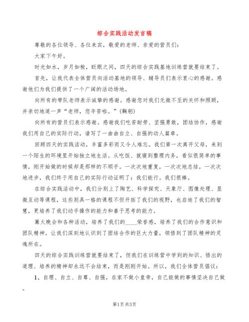 综合实践活动发言稿2篇.doc