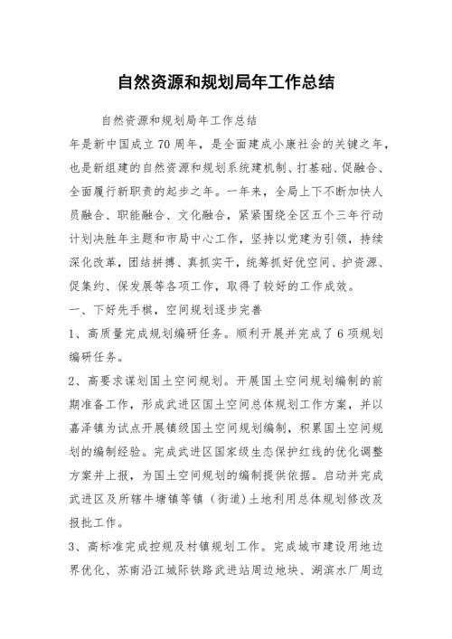 自然资源和规划局年工作总结.docx