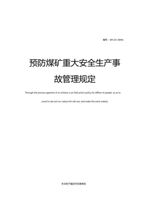 预防煤矿重大安全生产事故管理规定.doc