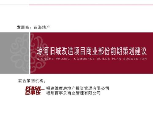 福州琼河旧城改造项目商业部分前期策划建议122页.ppt