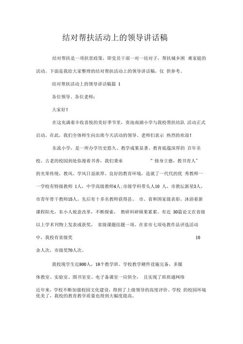 结对帮扶活动上的领导讲话稿doc.docx