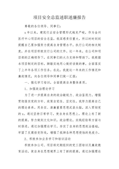 项目安全总监述职述廉报告.doc