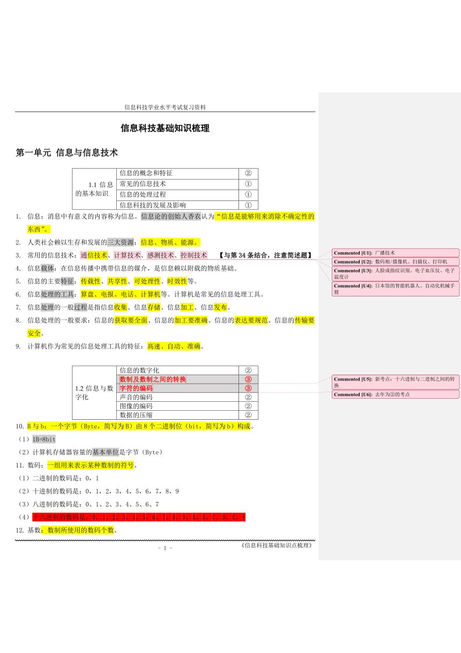 高中信息科技会考总复习知识点上海高一信息科技.docx_第1页