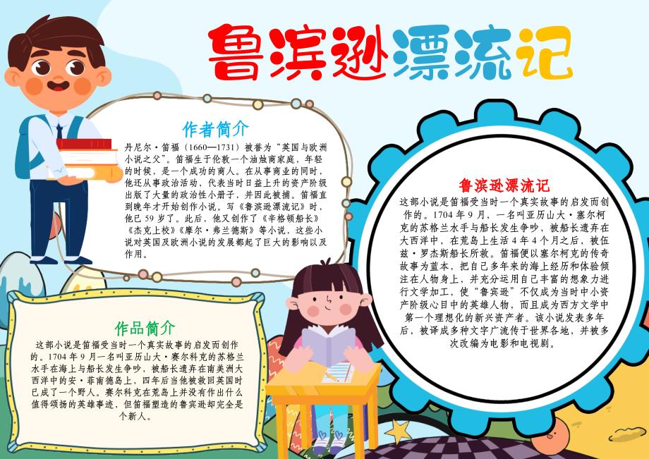 鲁滨逊漂流记小报西方文学名著读书阅读A4手抄报.docx_第1页
