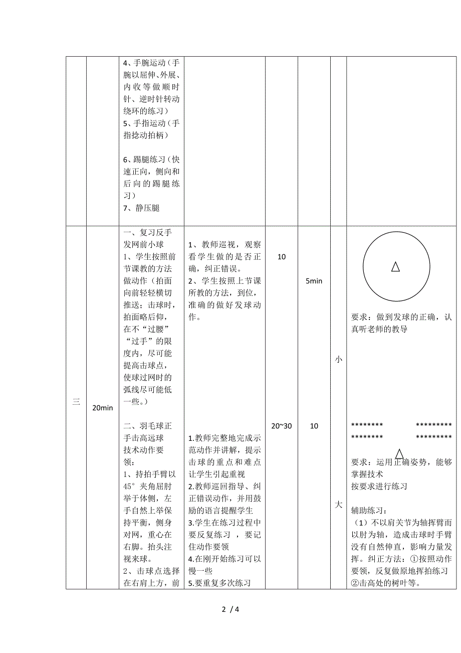 羽毛球正手击高远球教案.doc_第2页