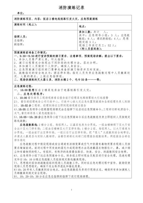 酒店消防演练记录.doc