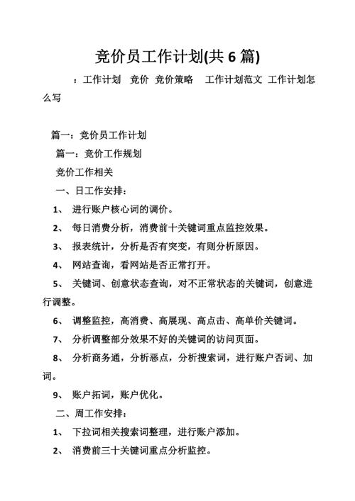 竞价员工作计划共6篇.doc